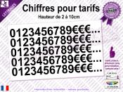 Chiffres adhsifs Prix Tarif