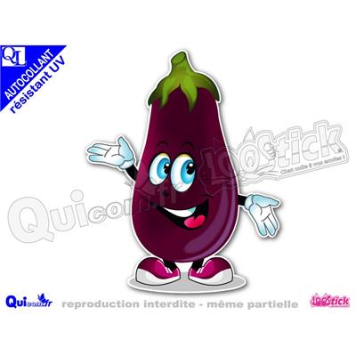 sticker AUBERGINE personnage comique autocollant UV