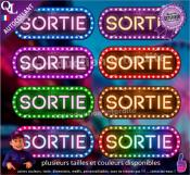 Autocollant enseigne foraine SORTIE effet n�on