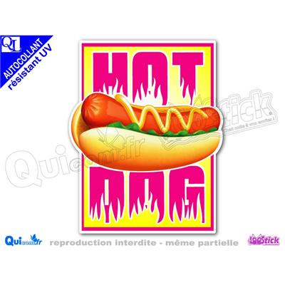 Autocollant HOT DOG encadré rose