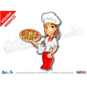 Autocollant Pizzaïolo Femme (ref1)