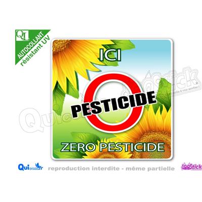 sticker ZERO PESTICIDE motif TOURNESOL adhésif résistant UV