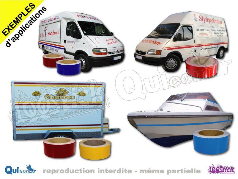 bande adhésive noir aspect mat bateau décoration vitrine - QUICOM 