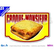 Autocollant CROQUE MONSIEUR cadre 5 couleurs au choix