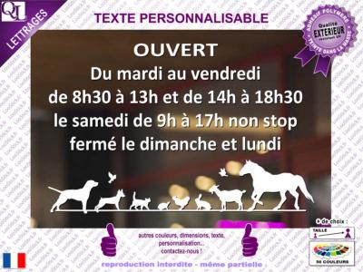 Lettrage Adhésif Horaires motif ANIMAUX