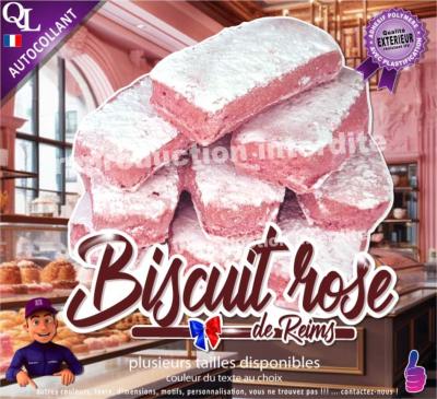 Autocollant BISCUIT ROSE de REIMS TITRE sticker