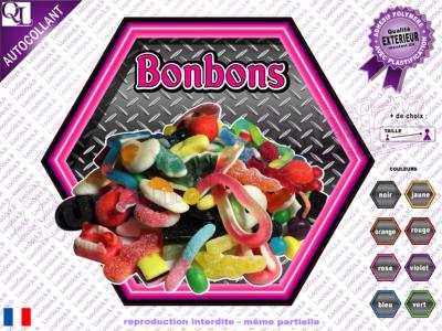 Autocollant BONBONS hexa effet métal