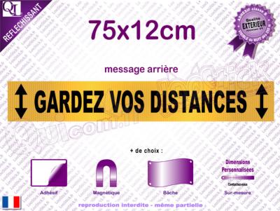 GARDEZ vos DISTANCES adhésif - magnet - bâche 75x12cm