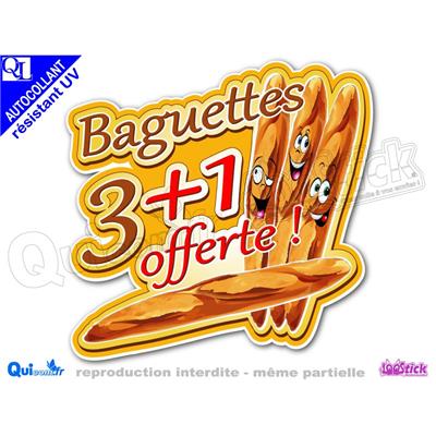 Autocollant BAGUETTES 3 + 1 OFFERTE comique