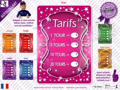 Autocollant affichette Tarifs forain thème ETOILES