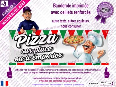 Banderole PIZZA fanions sur place ou à emporter (deco4)