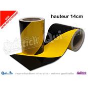 Bande adhésive réfléchissant 14cm Zébrée NOIR JAUNE  / le mètre