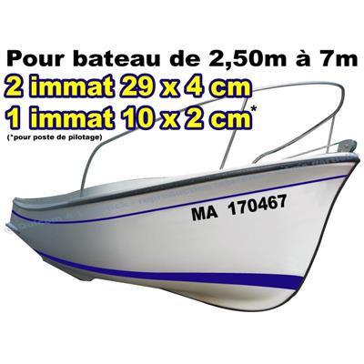 Immatriculation adhésive Bateau coque rigide 29x4cm