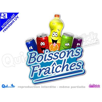 autocollant BOISSONS FRAICHES COMIQUES bleu