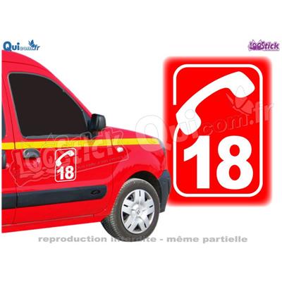 Sticker Pompiers Numéro 18 Adhésif Standard