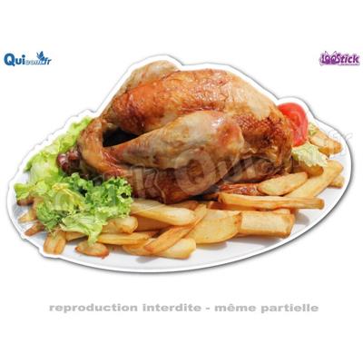 Autocollant Poulet Rôti Frites Salade