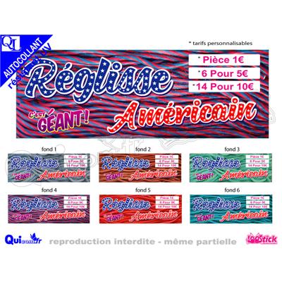 Sticker BANDEAU REGLISSE AMERICAIN prix imprimés