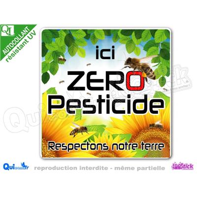 sticker ZERO PESTICIDE motif ABEILLES adhésif résistant UV