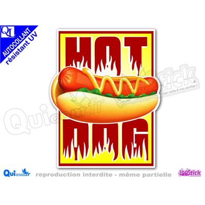 Autocollant HOT DOG encadré marron