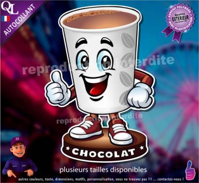 Autocollant CHOCOLAT GOBELET COMIQUE ref1