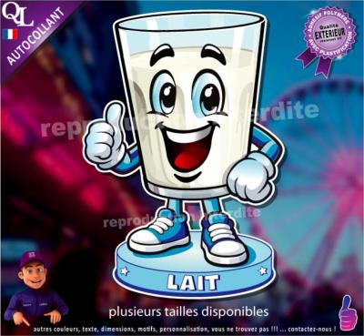 Autocollant VERRE DE LAIT COMIQUE ref1