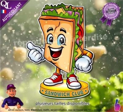 Autocollant SANDWICH CLUB MASCOTTE COMIQUE ref1
