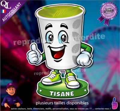 Autocollant TISANE GOBELET COMIQUE ref1