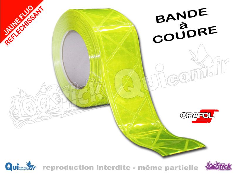 Bande REFLECHISSANTE à Coudre Microprismatique JAUNE FLUO - QUICOM 