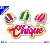 sticker Autocollant titre 3 CHIQUES couleur au choix