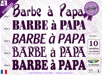 Stickers Lettrage BARBE à PAPA (ref1)