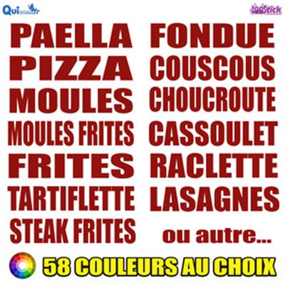 Lettrage Adhésif thème PLATS CUISINES