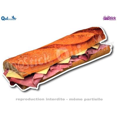 Autocollant Sandwich Baguette Jambon Fromage