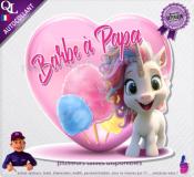 Autocollant BARBE A PAPA COEUR licorne 1