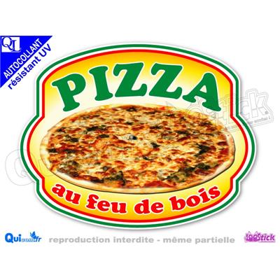 autocollant PIZZA ECUSSON au feu de bois