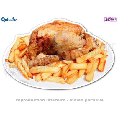 Autocollant Poulet Rôti Frites assiette