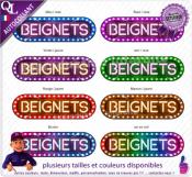 Autocollant BEIGNETS bandeau forain effet néon