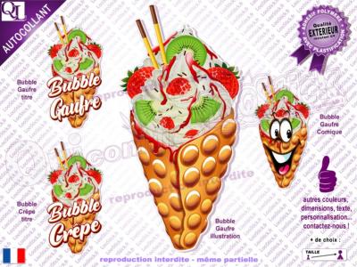 Autocollant BUBBLE Gaufre Fraises Kiwi