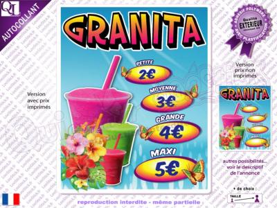 autocollant TARIF GRANITA prix / mentions personnalisables ref3