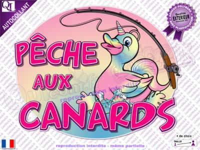 Autocollant Pêche aux CANARDS Licorne affiche (ref1)