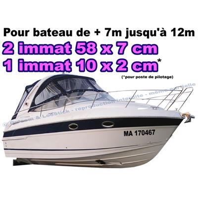 Immatriculation adhésive Bateau coque rigide 58x7cm