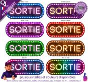 Autocollant enseigne foraine SORTIE effet néon