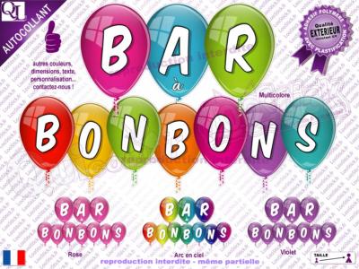 Autocollant BAR à BONBONS titre Ballons (ref4)