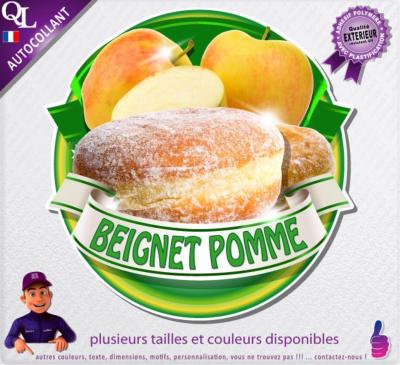 Autocollant BEIGNET POMME ruban forain STICKER