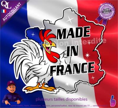 Autocollant MADE IN FRANCE COQ CARTE