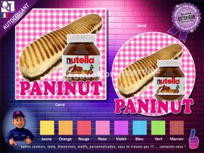 Autocollant PANINI NUTELLA "PANINUT" motif serviette carré ou rond