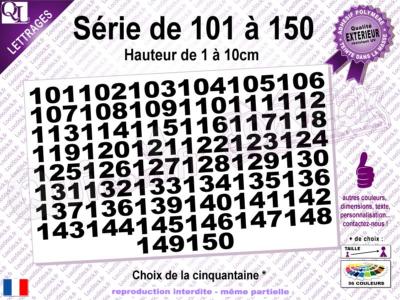 Chiffres adhésifs serie de 101 à 150