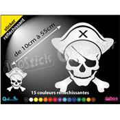 Sticker TETE DE MORT CHAPEAU PIRATE OS 