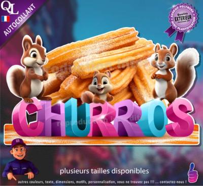 Autocollant CHURROS titre 3D ECUREUILS sticker