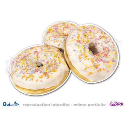 Autocollant Donuts Blanc Vermicelles (ref3)