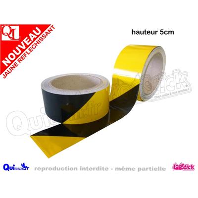 Bandes adhésif réfléchissant 5cm Zébré NOIR JAUNE  / le mètre